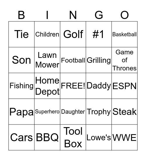 Father's Day Bingo! Bingo Card