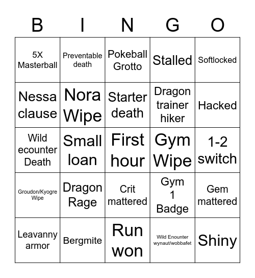 insurgence Bingo Card