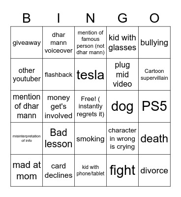 Dhar mann Bingo Card