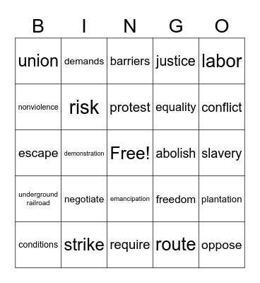 Justice Bingo Card