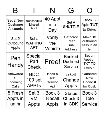 BDC Bingo Card