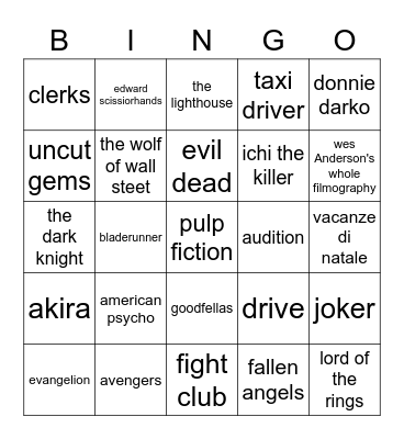 manipulator movie bingo Card