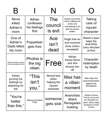 Renegades Predictions Bingo Card