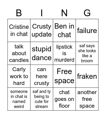 Safiya And Tyler live stream bingo Card