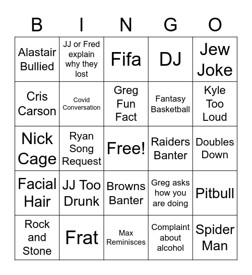 1/8/2021 Bingo Card