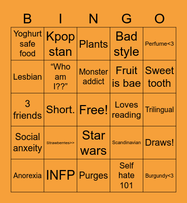 Snivyac🍊 Bingo Card