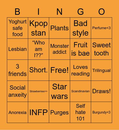 Snivyac🍊 Bingo Card