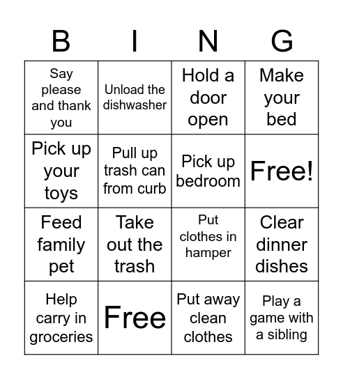 Friendly and Helpful Bingo Card