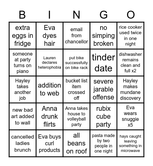 Bingo Beans Bingo Card