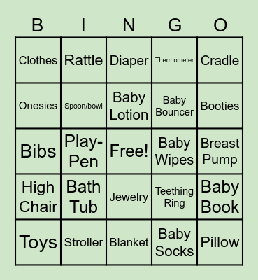 Marley's Baby Shower Bingo Card