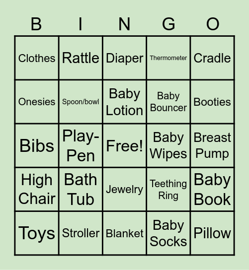 Marley's Baby Shower Bingo Card