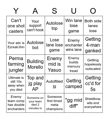 Ranked Ahri Experience Bingo Card