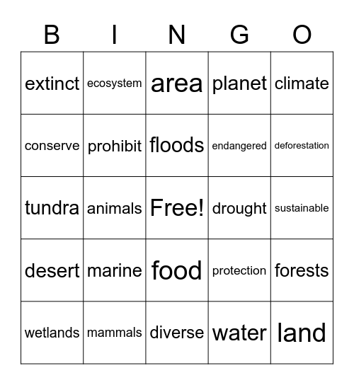 Life on Land and Life Below Water Bingo Card