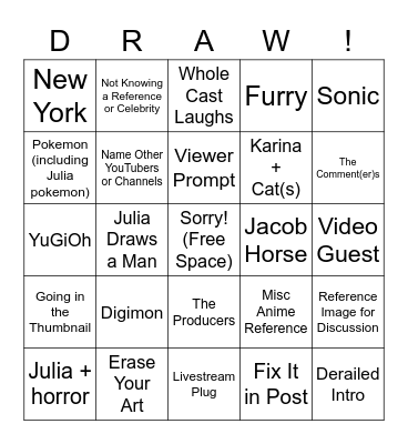 Drawfee Bingo Card