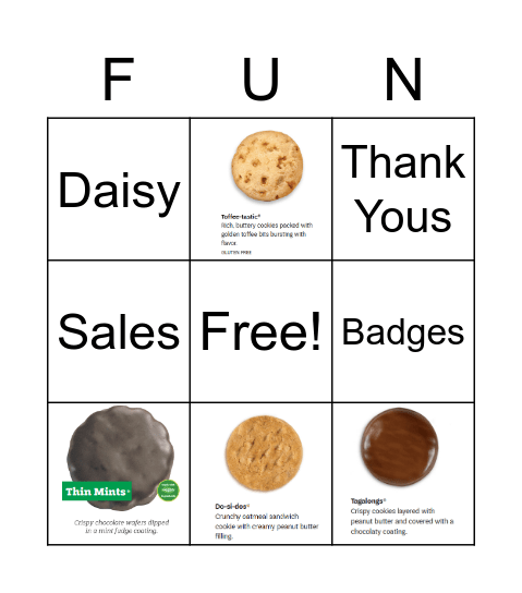 2022 GS Cookies Bingo Card