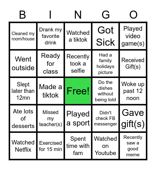 TMTC STUDENT BINGO Card