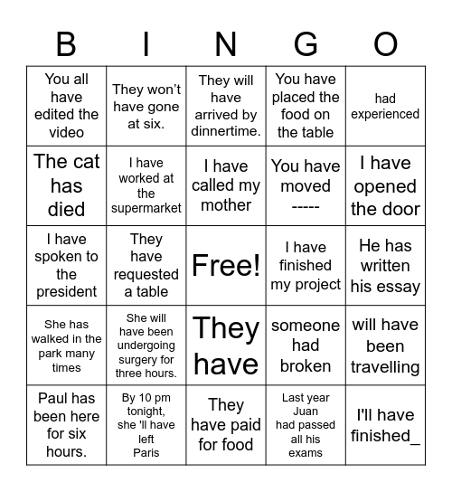 Let's play BINGO! Bingo Card