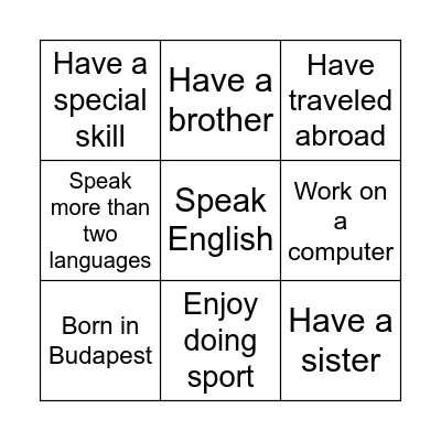 People BINGO Card