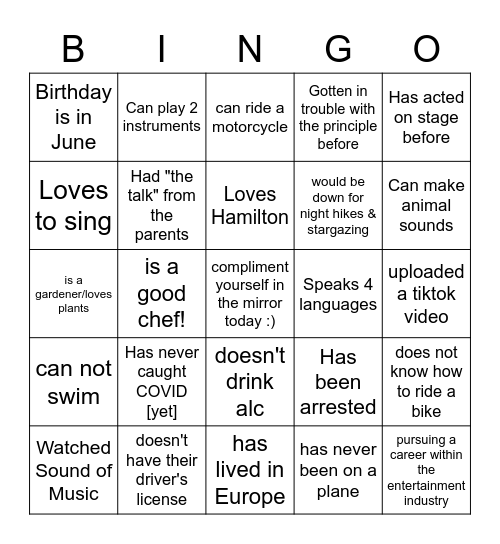 CACN Cast x Board Bingo Card