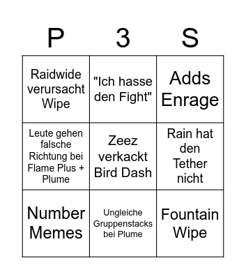 P3S PF Adventures Bingo Card