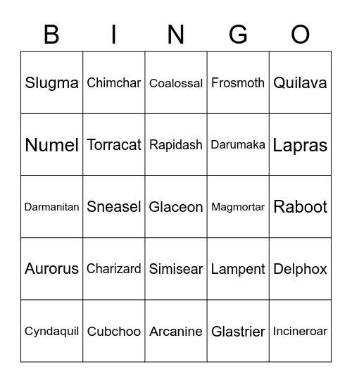 Torchic's Bingo Card (Round 2) Bingo Card