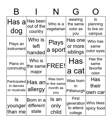 Human Bingo Card
