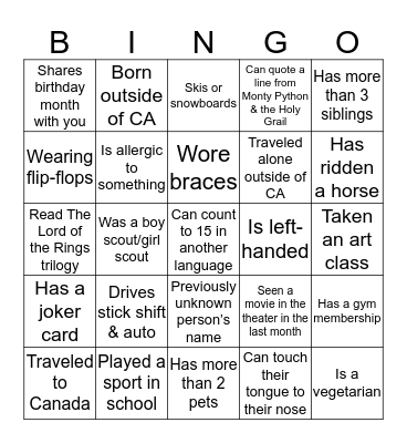 ICE BREAKER BINGO Card