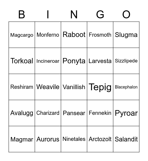 Choas's Bingo Card (Round 1) Bingo Card