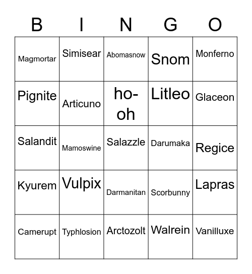 Hunnel ROUND1 (Fire and Ice) Bingo Card