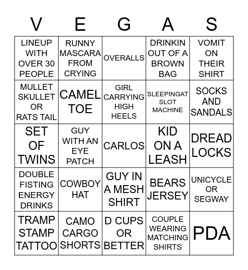 VEGAS CARLOS  Bingo Card