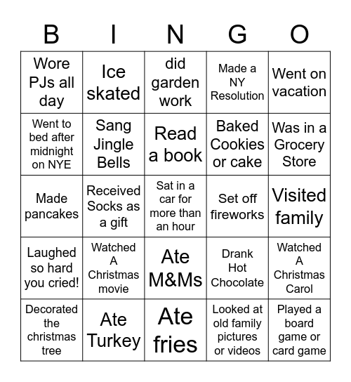 CHRISTMAS VACATION Bingo Card