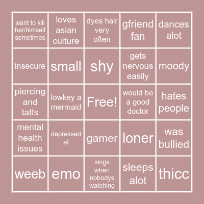 UZI Bingo Card