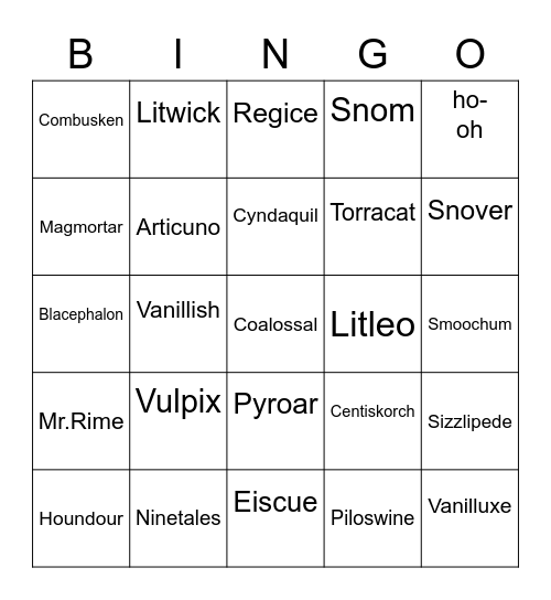 Irri ROUND1 (Fire and Ice) Bingo Card