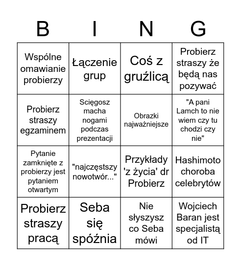 Patomorfologia Bingo Card