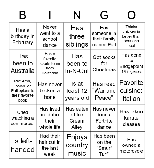 Untitled Bingo Card