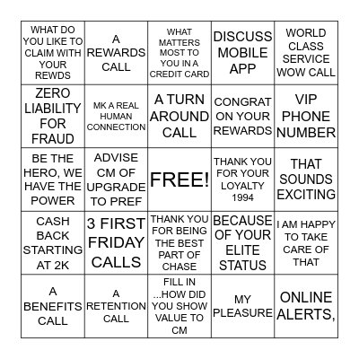 WAY2WOW Bingo Card