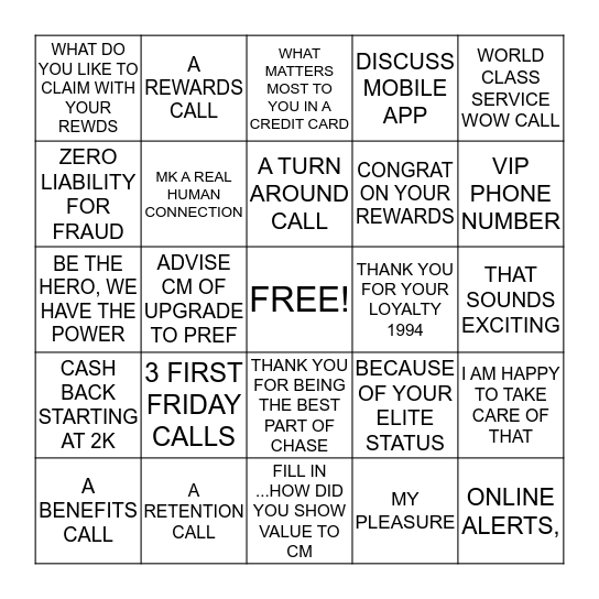 WAY2WOW Bingo Card