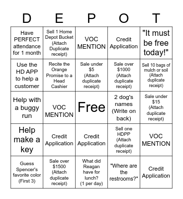 Home Depot Bingo January 2022 Bingo Card