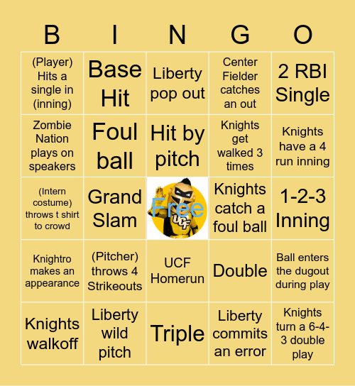 UCF Softball Bingo Card