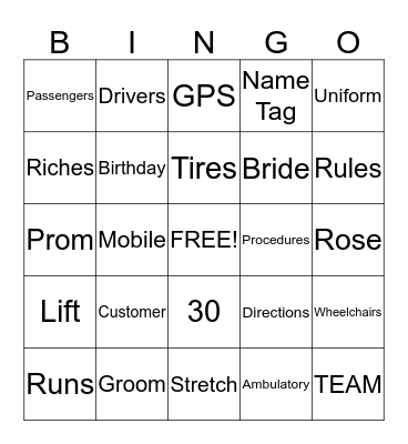 R & R Bingo Card