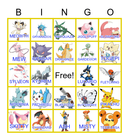 Pokemon Bingo Card