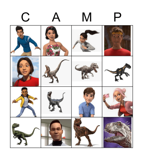 Camp Cretaceous Bingo Card