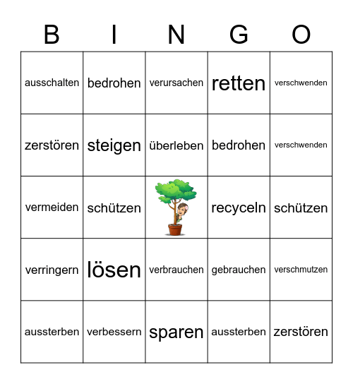 Umwelt - Verben Bingo Card
