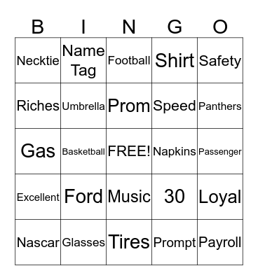 R & R Bingo Card