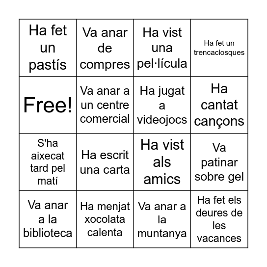 Troba a algú que...durant les vacances Bingo Card