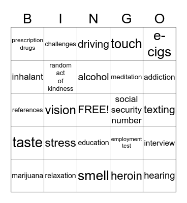 Counselor Bingo Card