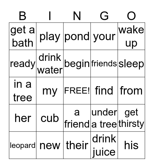 A Cub's Life  Bingo Card