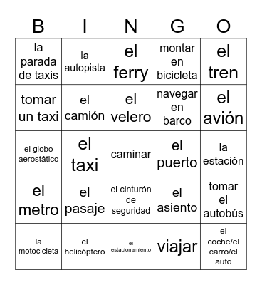 La Transportacion Bingo Card