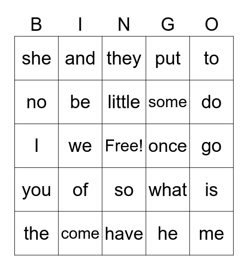 Red, Orange, Yellow Puzzle Words Bingo Card