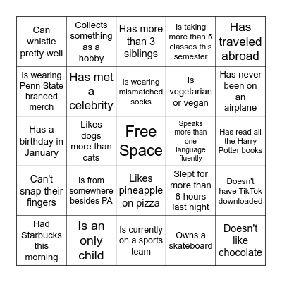 Find someone who... Bingo Card